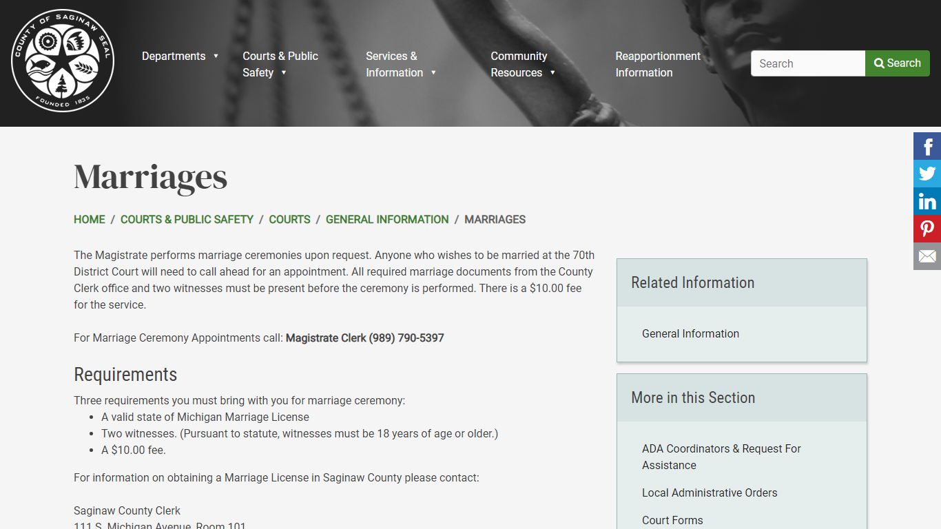 Marriages | County of Saginaw, MI - Saginaw County, Michigan